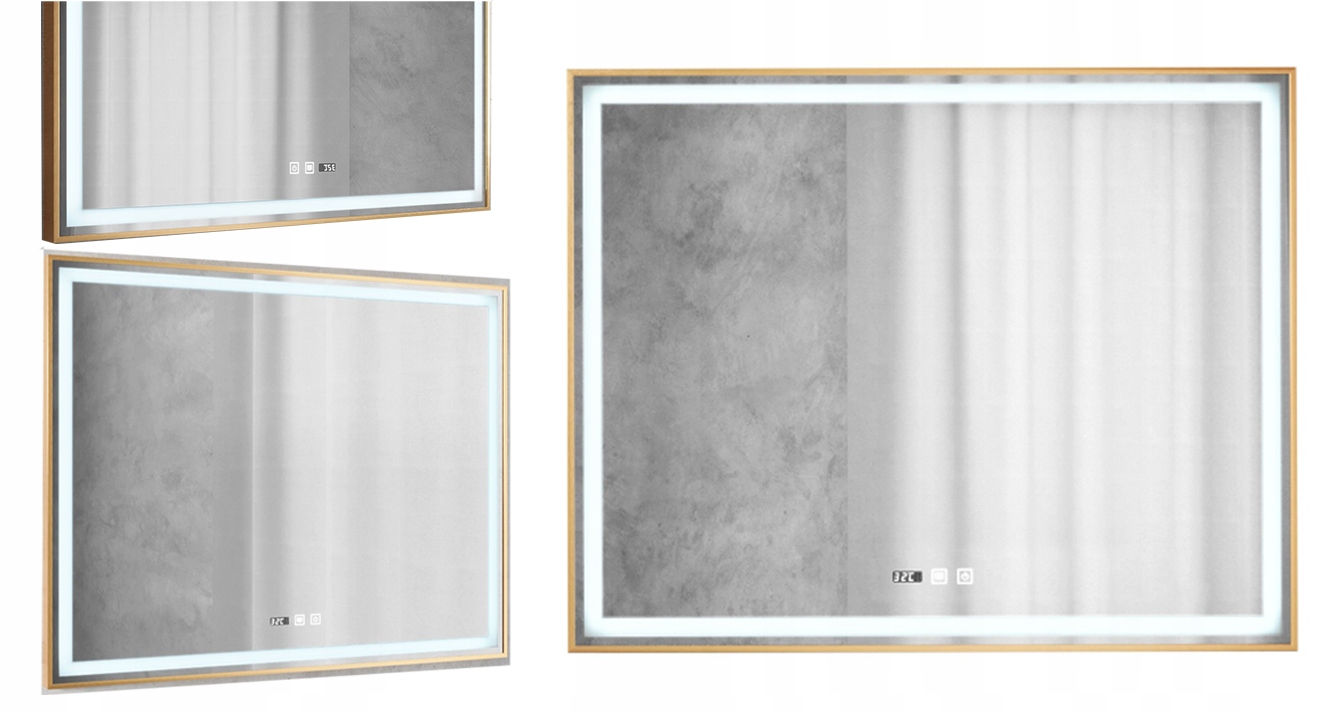 Obdĺžnikové podsvietené zrkadlo Orion Rose Gold energeticky úsporné Led 100x80