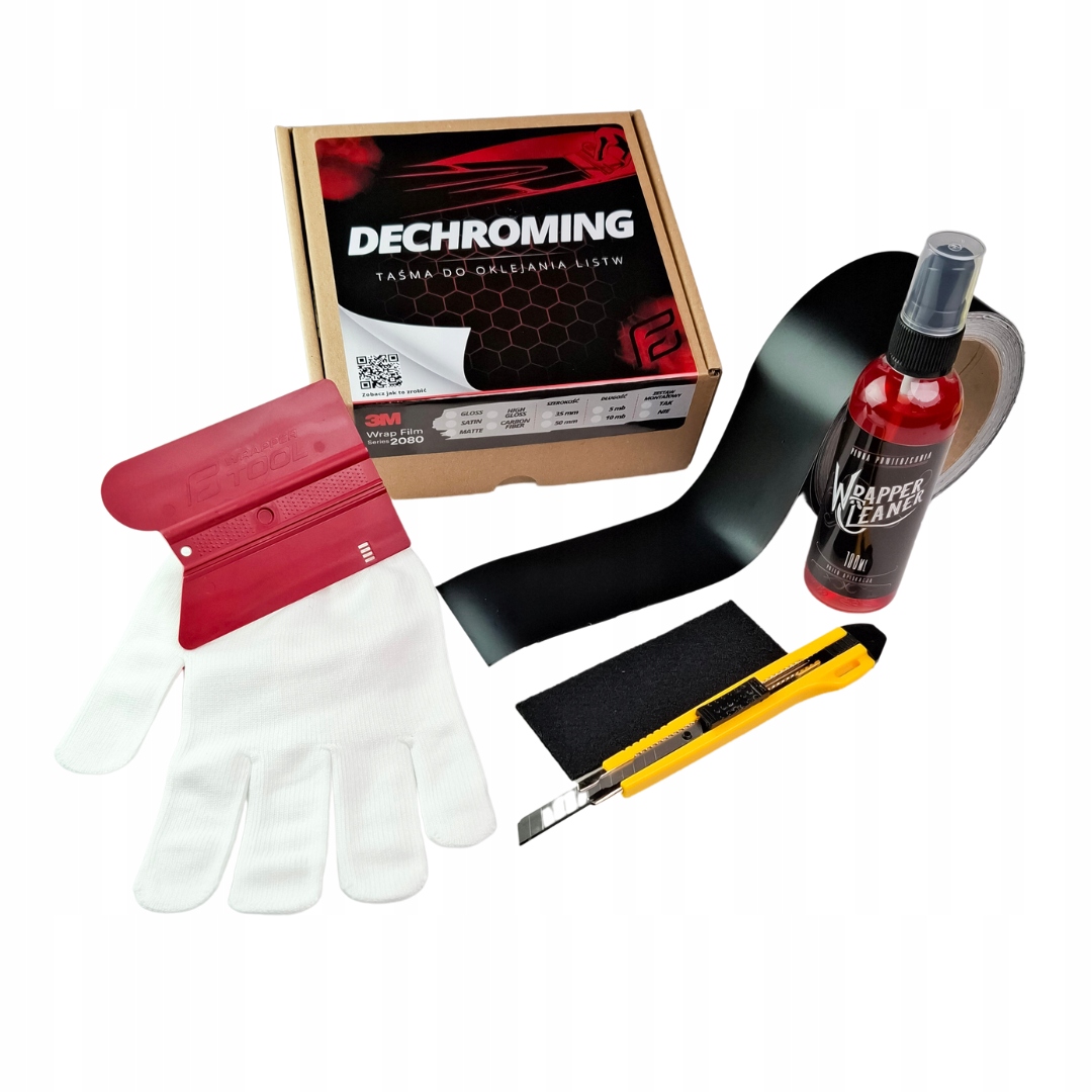 Sada pro odchromování s nástroji Černá saténová 3M S12 3,5x1000 cm