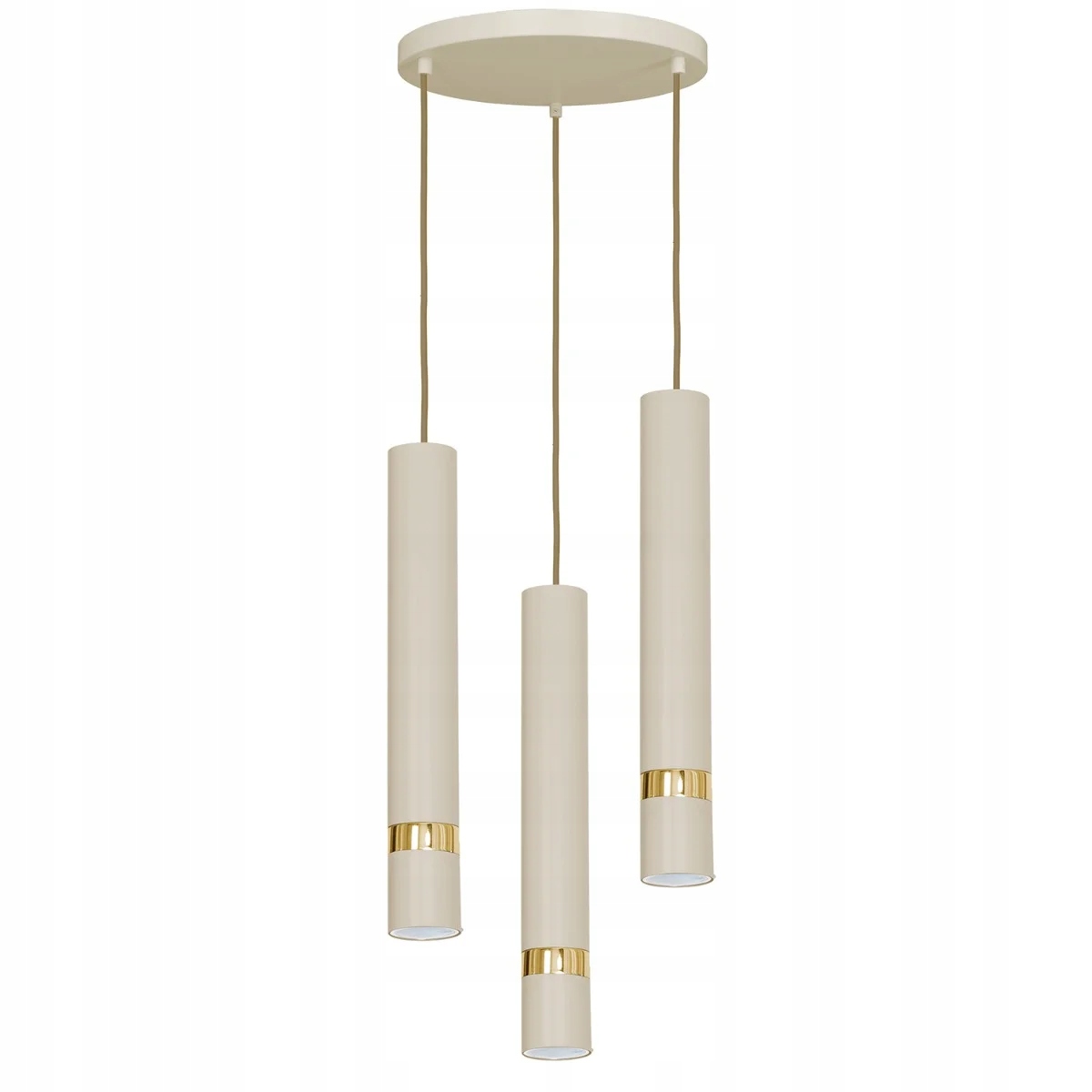 Trojitá závesná lampa krémová zlatá okrúhla 3 tuby nad stôl ostrov Luminex