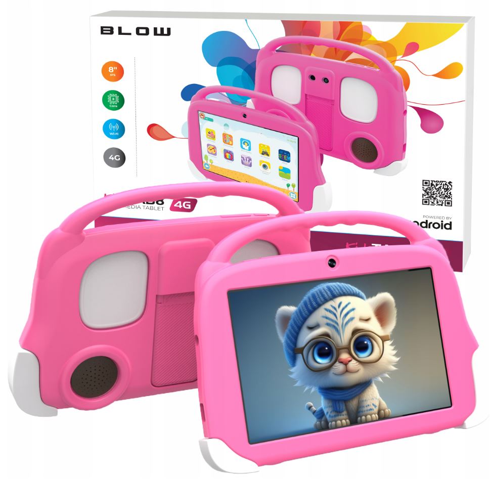 Tablet Pro Děti Kidstab 8 4G 64GB Herní Konzole Pouzdro Růžový Dárek