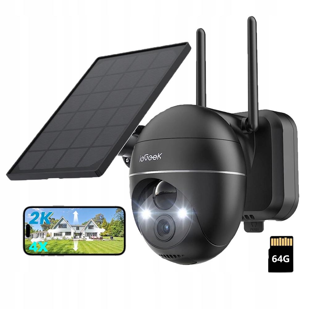 Venkovní bezdrátová WiFi dohledová kamera s akumulátorem a 64G kartou