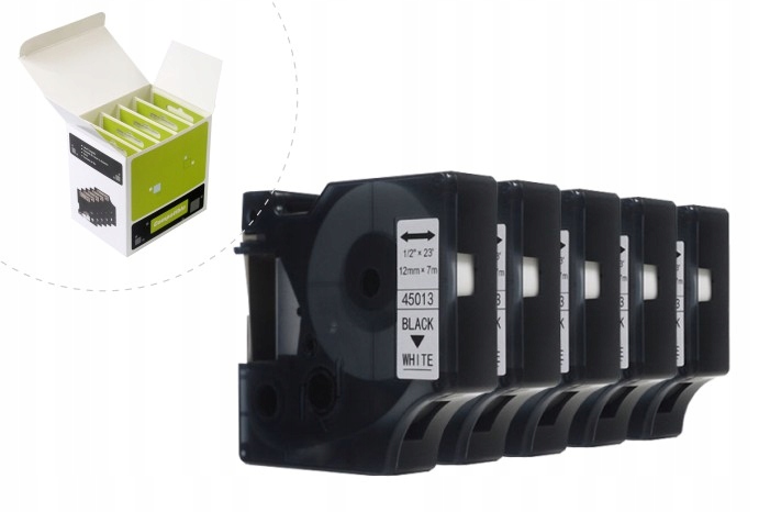 Náhradní páska JetWorld Dymo D1 černá na bílém 12 mm x 7 m (5ks) LM100,