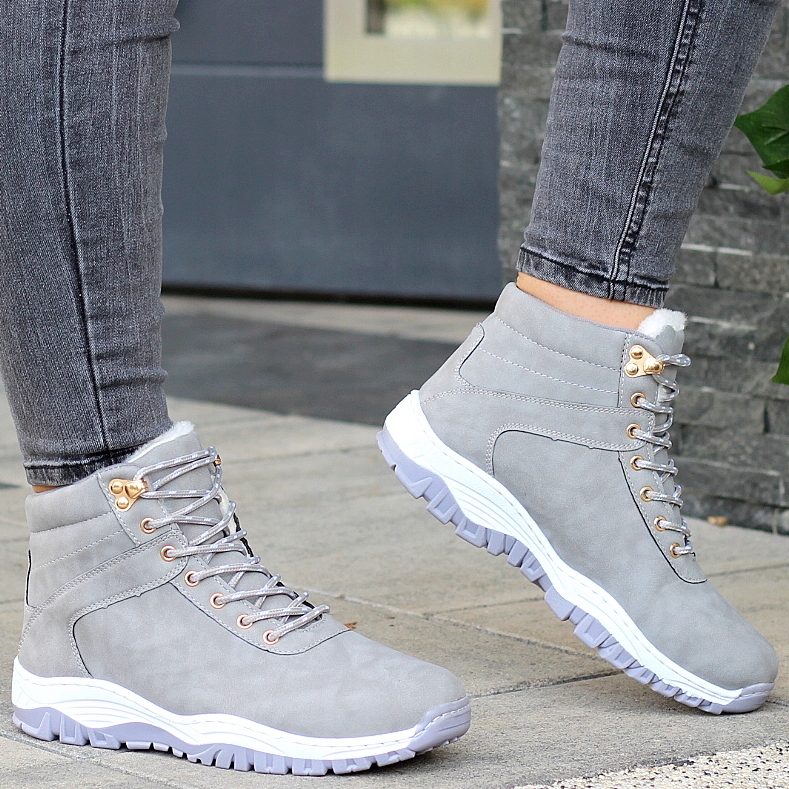 BUTY ZIMOWE TRAPERY SPORTOWE OCIEPLANE ŚNIEGOWCE SZARE BOTKI 37 Kod producenta FRE454