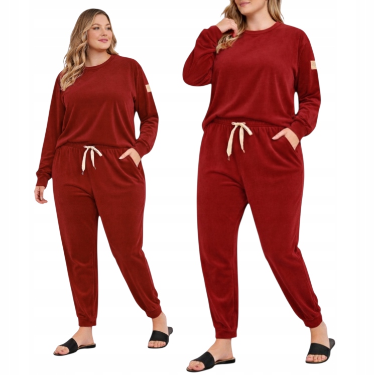 Velurová tepláková souprava s měkkými kapsami přes hlavu mi 42 44 XL 2XL