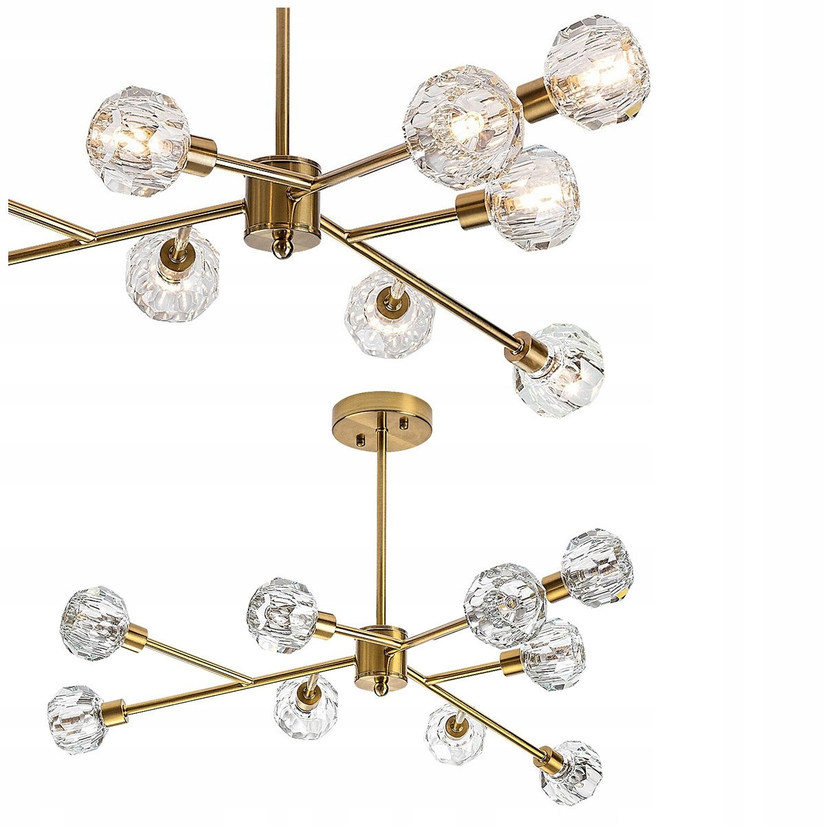 Závesná ozdobná lampa 9x5W s krištáľovými tienidlami G9 Kassia 5395 Rabalux