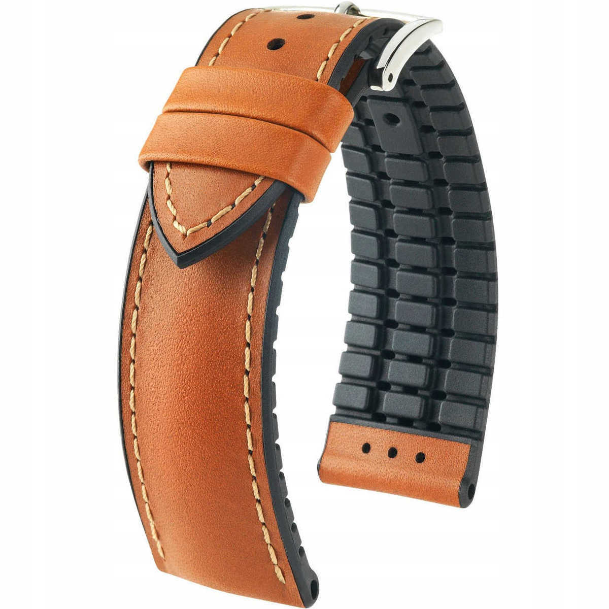 Světle hnědo-černý kožený opasek 20 mm Hirsch James 0925002070-2-20 (L)