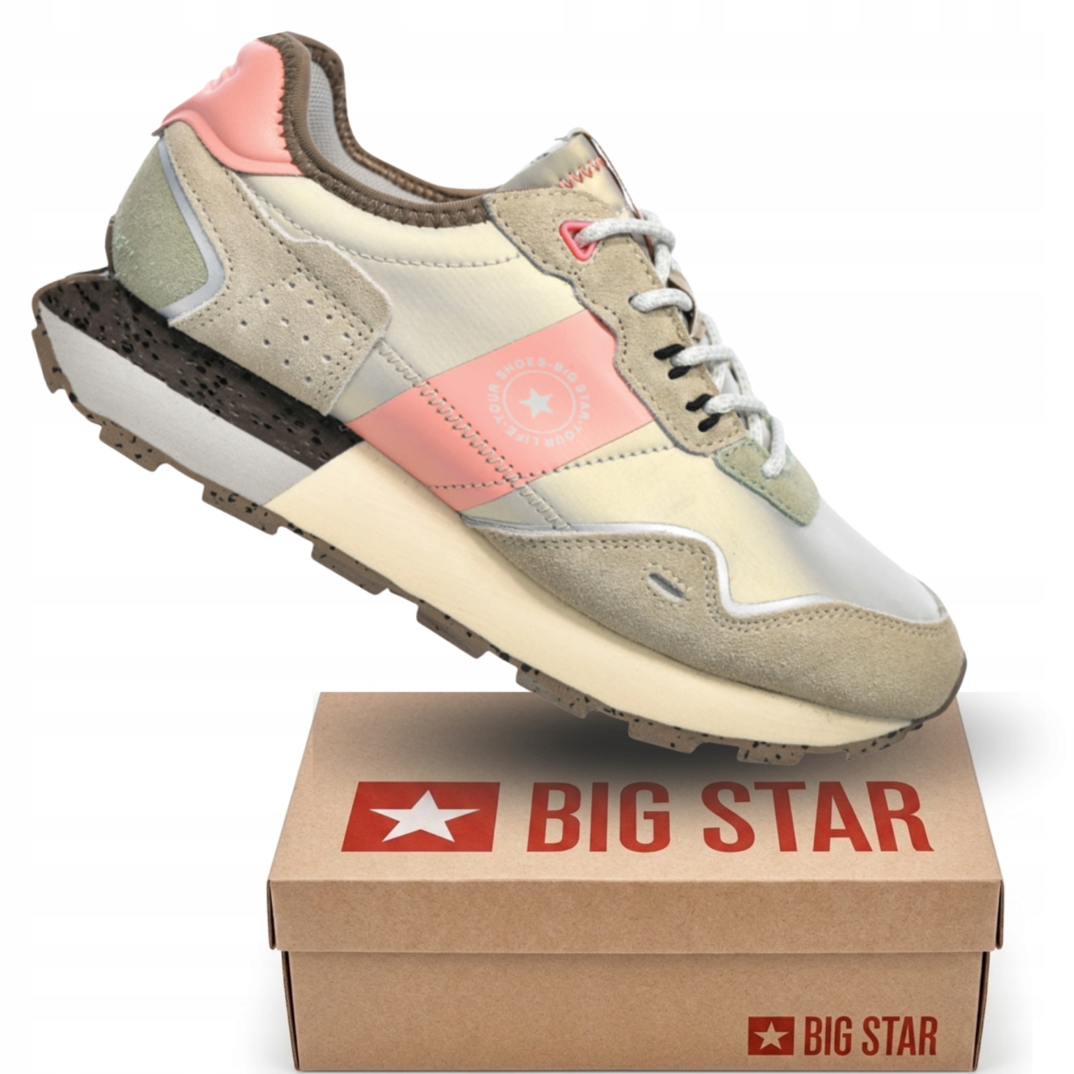 Dámské boty Big Star RR274243 béžovo-šedé semišové sportovní tenisky