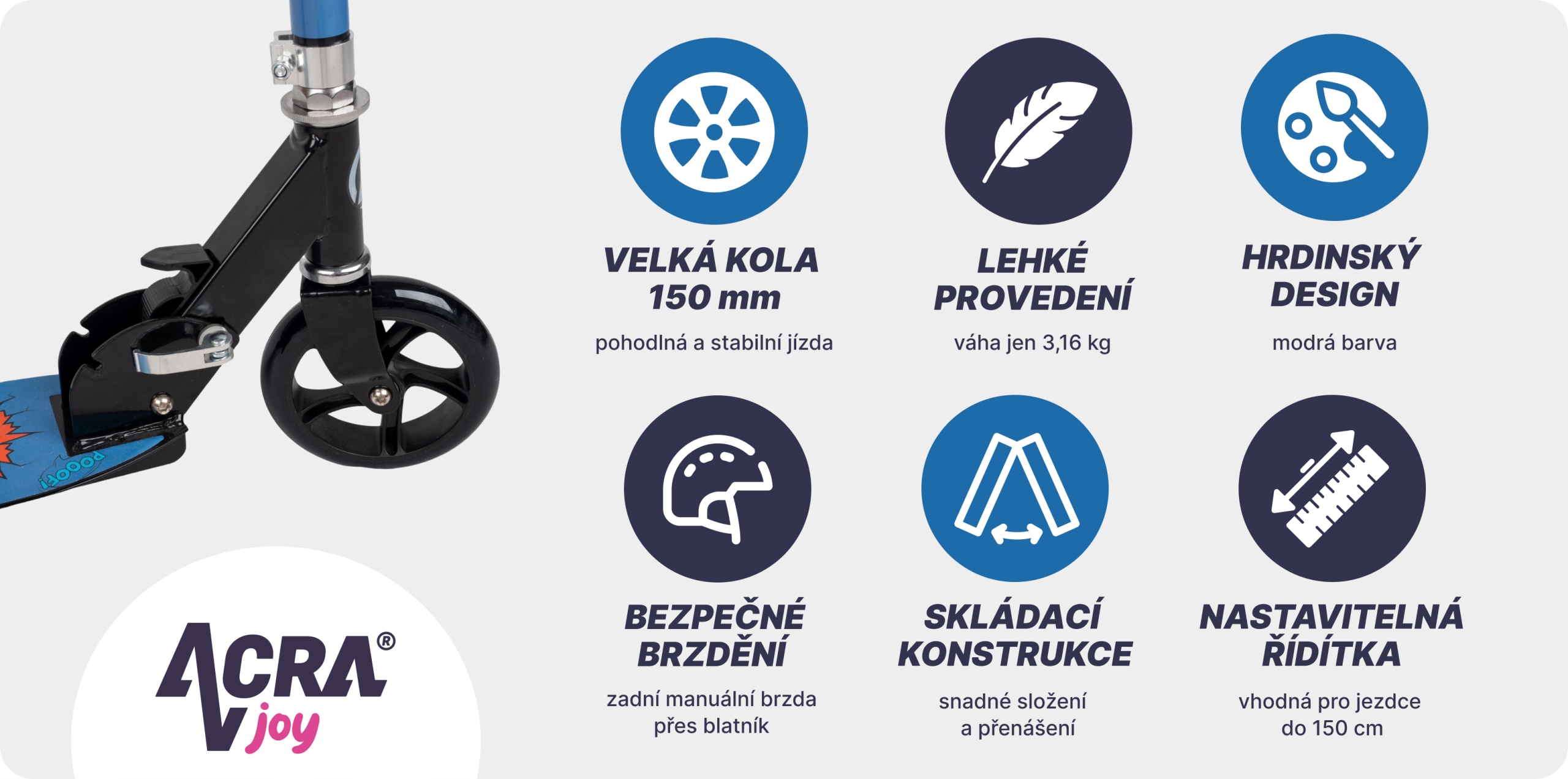 Koloběžka Joy Superhero Barva modrá