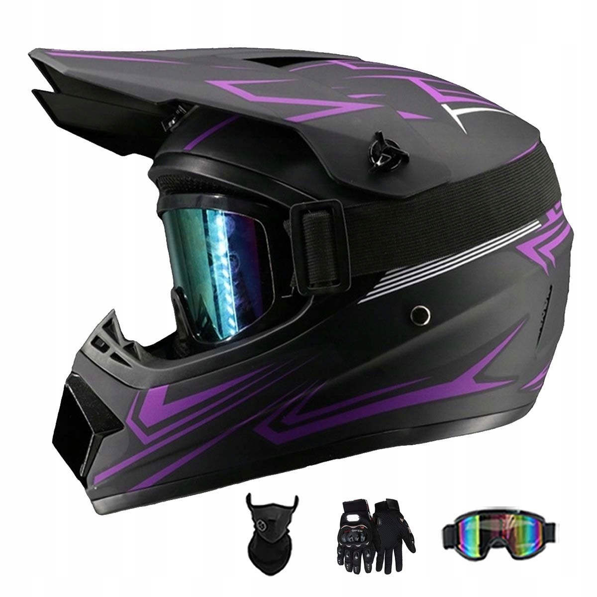 Motocyklová Přilba Lehká Enduro Quada Brýle Rukavice Maska M