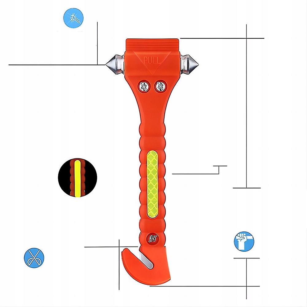 MŁOTEK AWARYJNY DO SAMOCHODU, MŁOTKA AWARYJNEGO, MŁOTEK BEZPIECZEŃSTWA X2 EAN (GTIN) 6951000607055