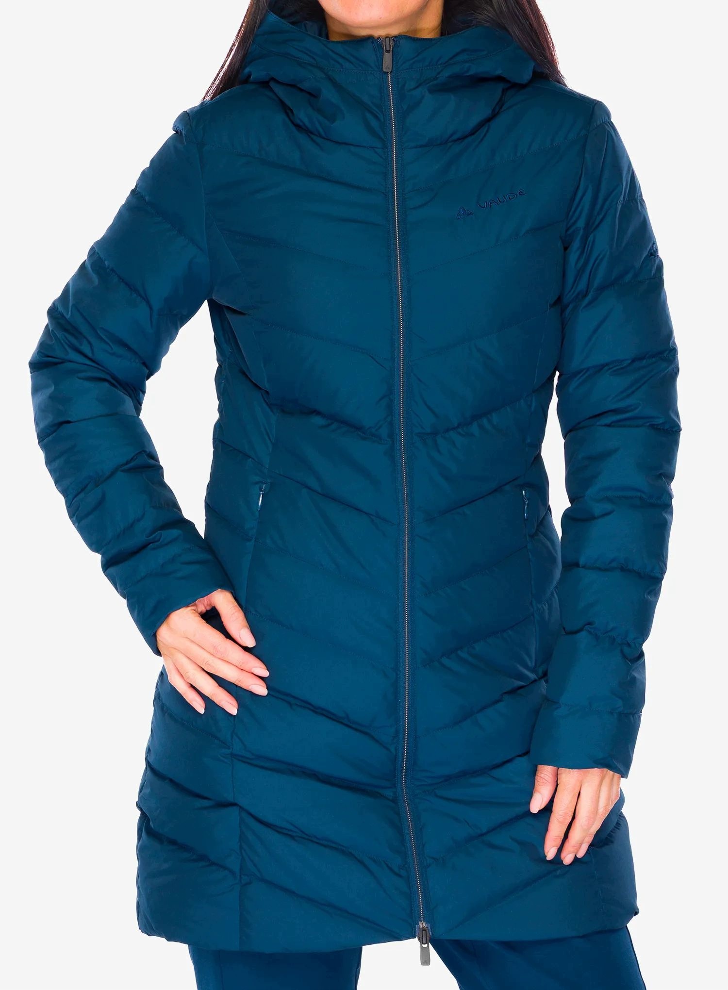 Płaszcz puchowy damski Vaude Annecy Down Coat dark sea uni 40 (M)
