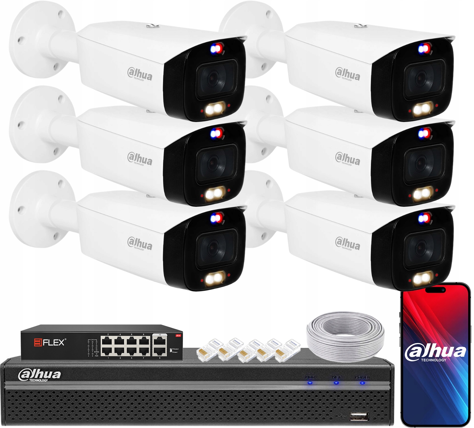 Monitorovací sada Dahua 6 Ip kamer 8Mpx IPC-HFW3849T1-AS-PV-S5 TiOC PoE