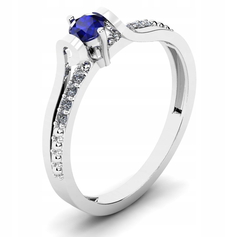 

Pierścionek Z Białego Złota Z Szafirową Cyrkonią