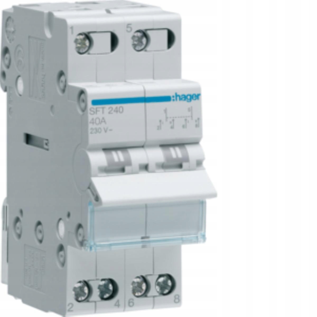 Modułowy przełącznik instalacyjny zasilania I-0-II 2P 40A SFT240 Hager