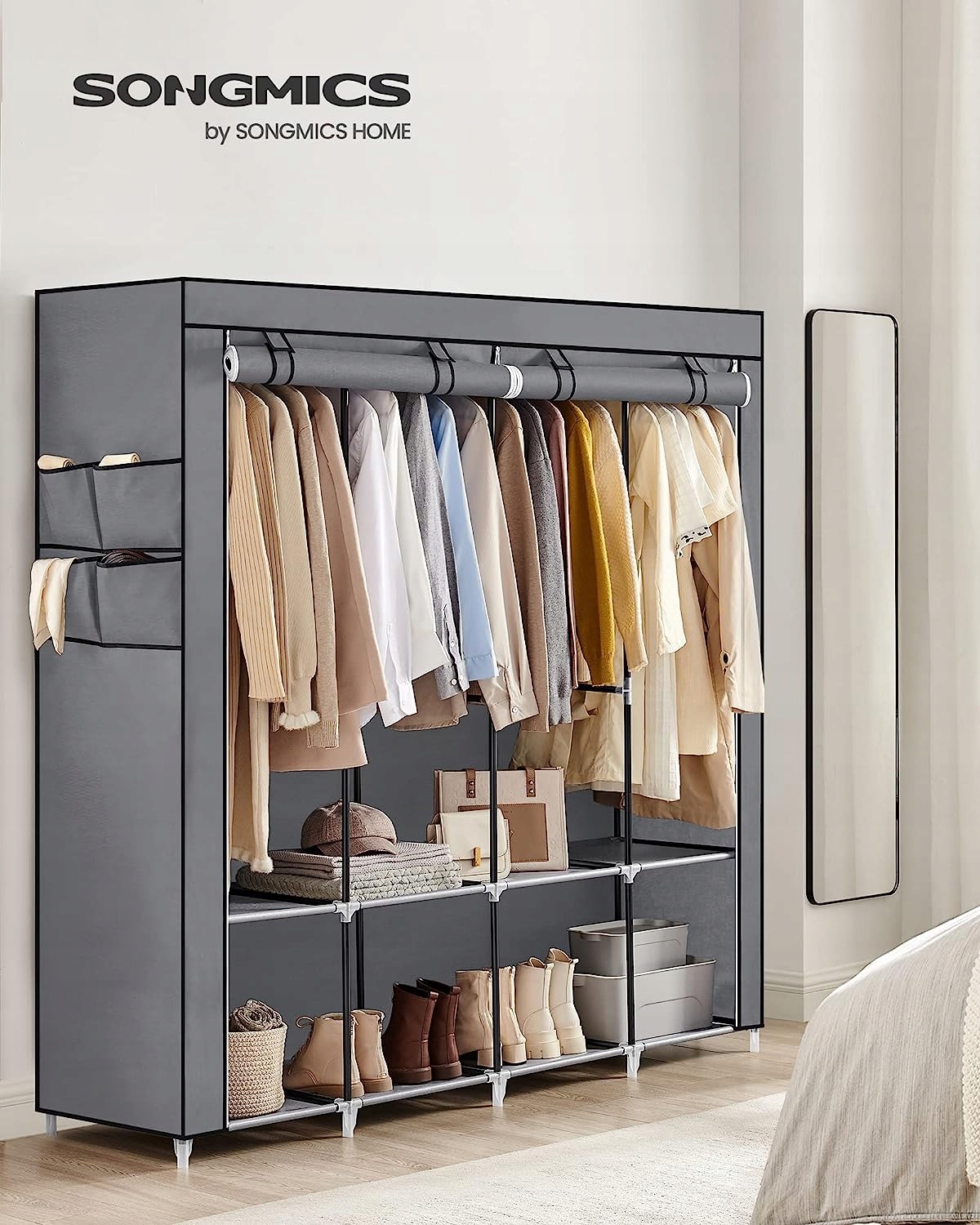 SZAFA TEKSTYLNA MATERIAŁOWA GARDEROBA SZARA XL Marka inna