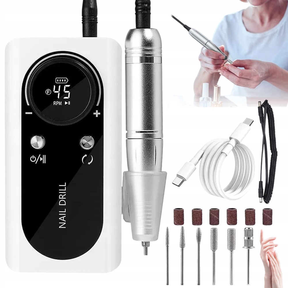 Elektrická Bruska Frézky Na Nehty 45000 Ot/min Usb 2000 Mah