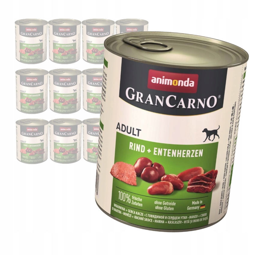 Levně Animonda GranCarno Adult 12x800g Vlhké Krmivo pro psy Hovězí kachní srdce