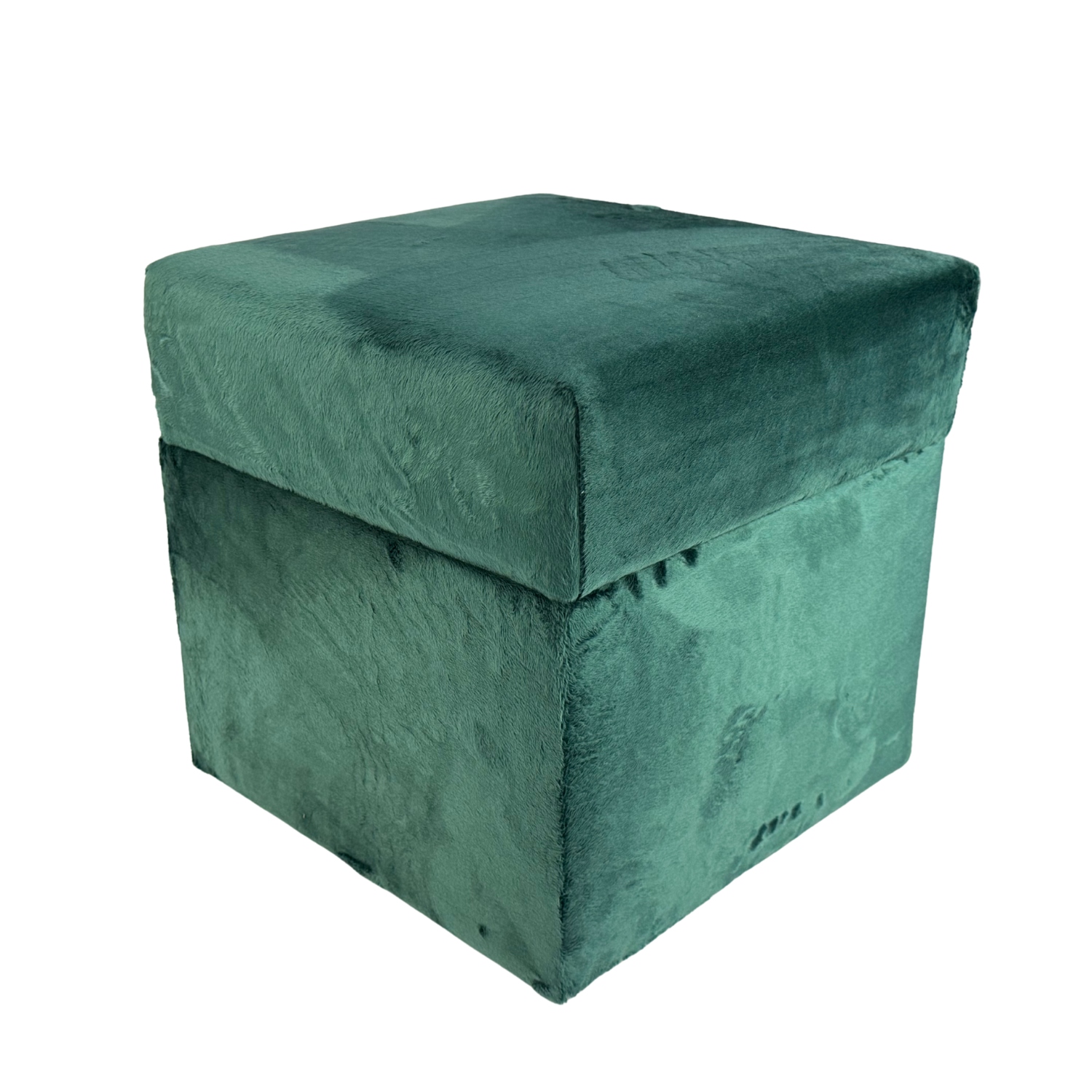 Taburet čtvercová, otevíratelná velvet minky, barva tmavá zeleň