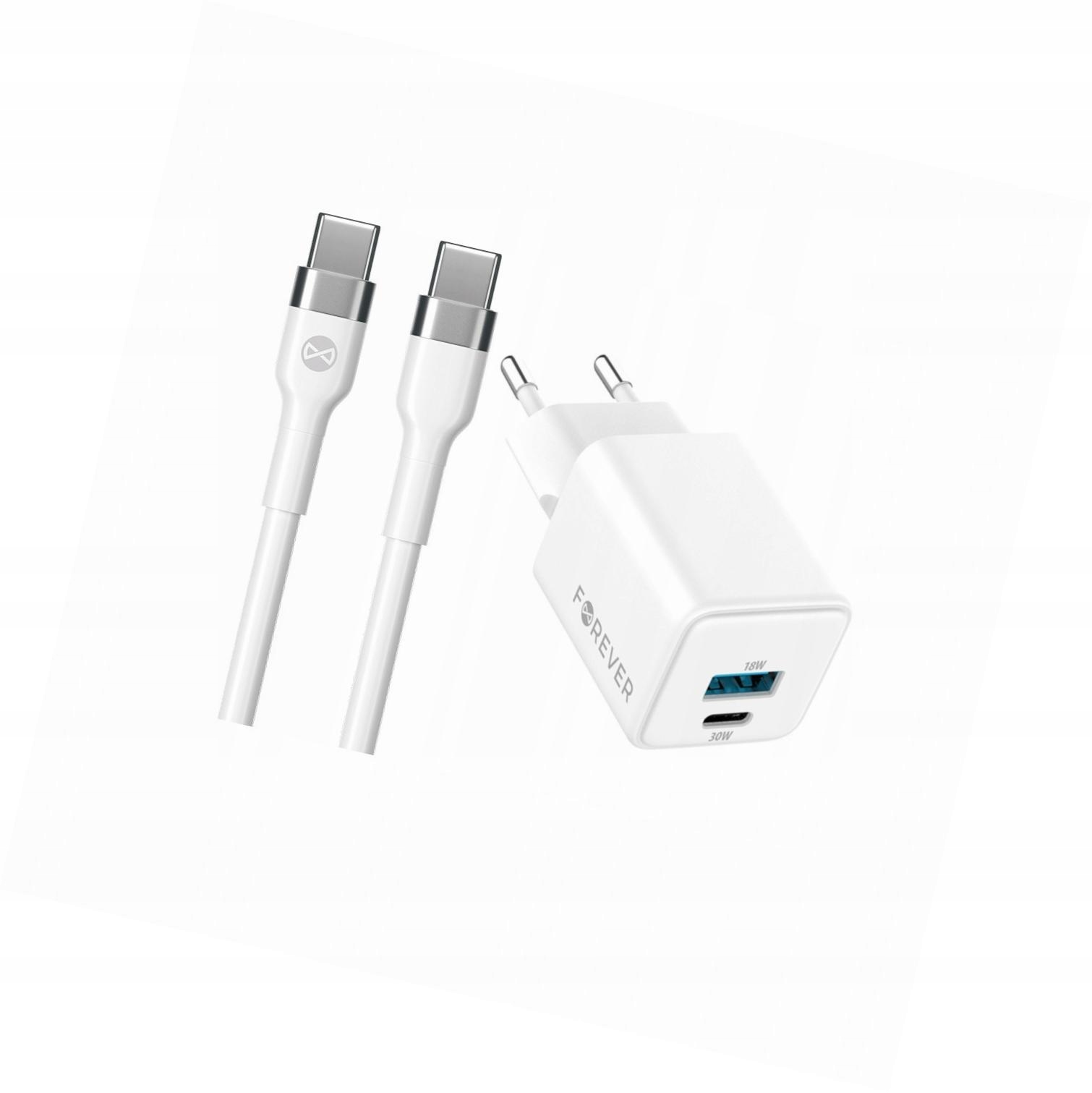 Szybka ładowarka GaN 30W 2 wejścia Usb i Usb-c z kablem do Tecno Spark 10