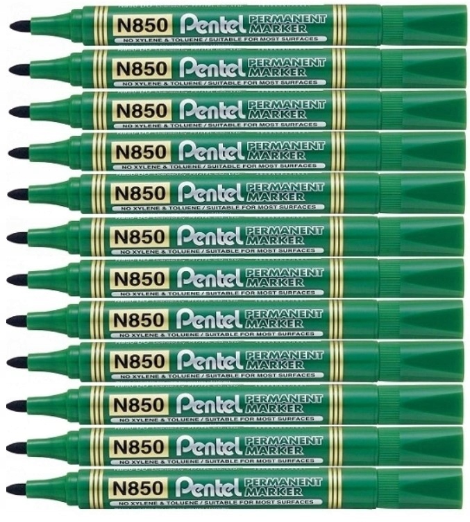 12x Marker permanentny Pentel N850 zielony N850D