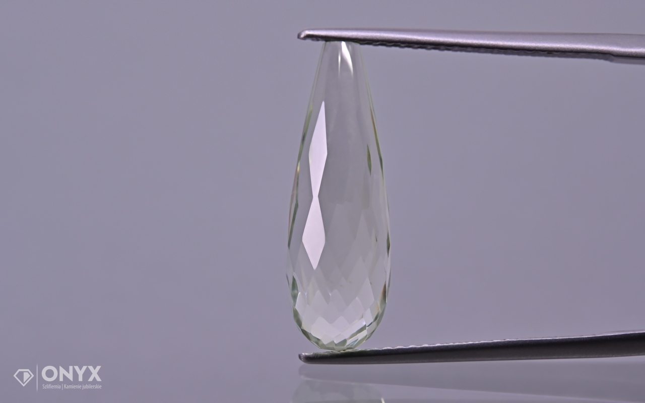 Prasiolit fazetovaný sopel 20,5x7 mm