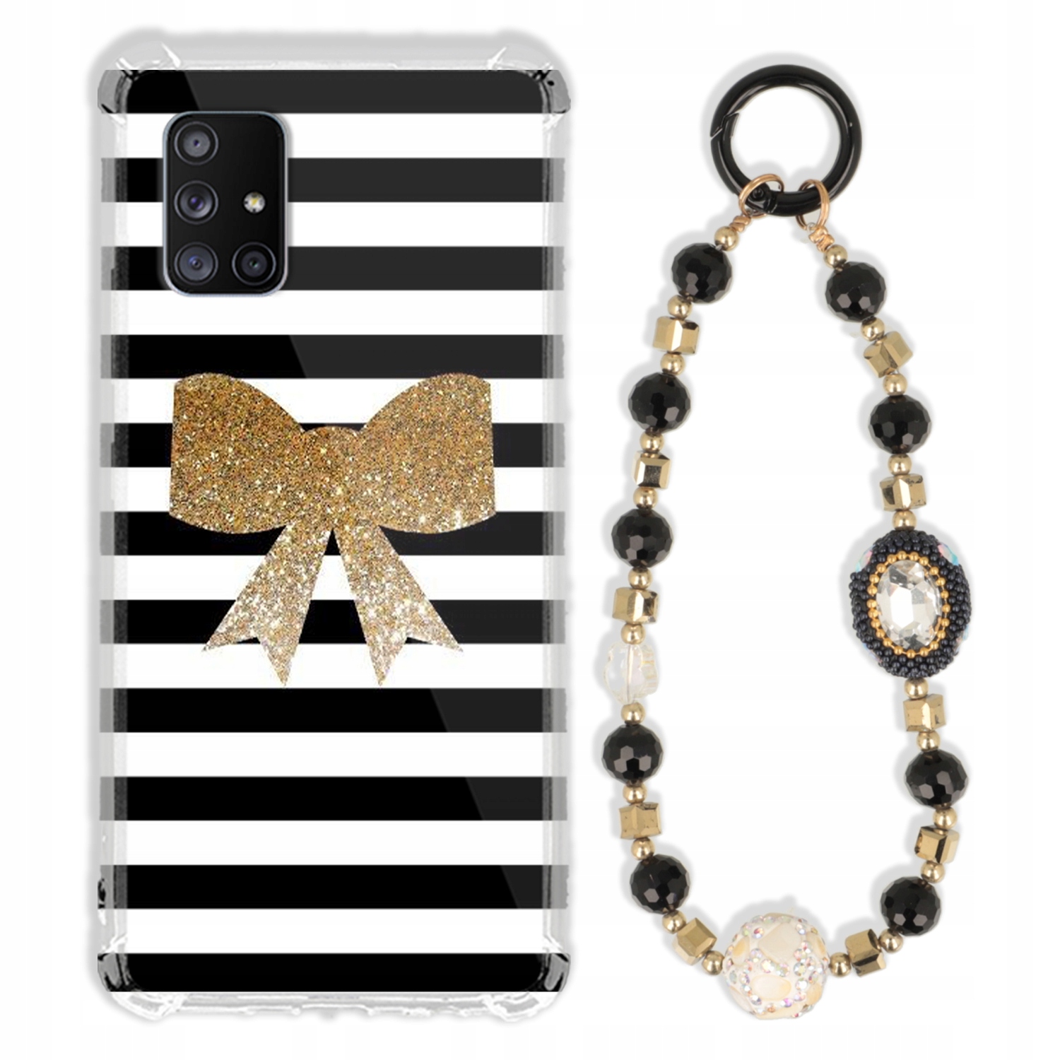 Puzdro Na Samsung A71 5G Antishock Zirkóny Čierno Zlaté Odolné| Silné