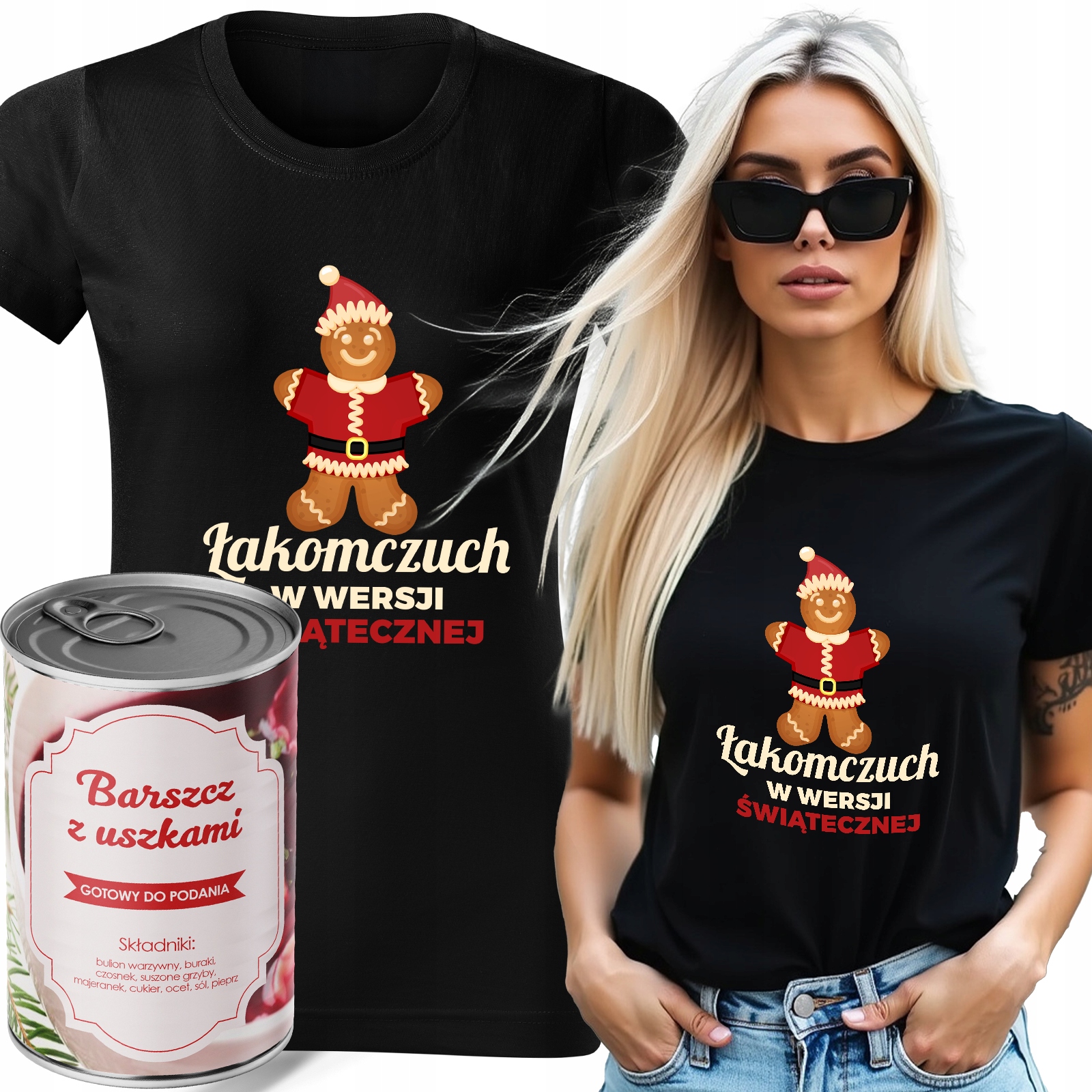 Tričko v plechovce Boršč černé, vánoční Dárek pro dobrodruha, Vel S