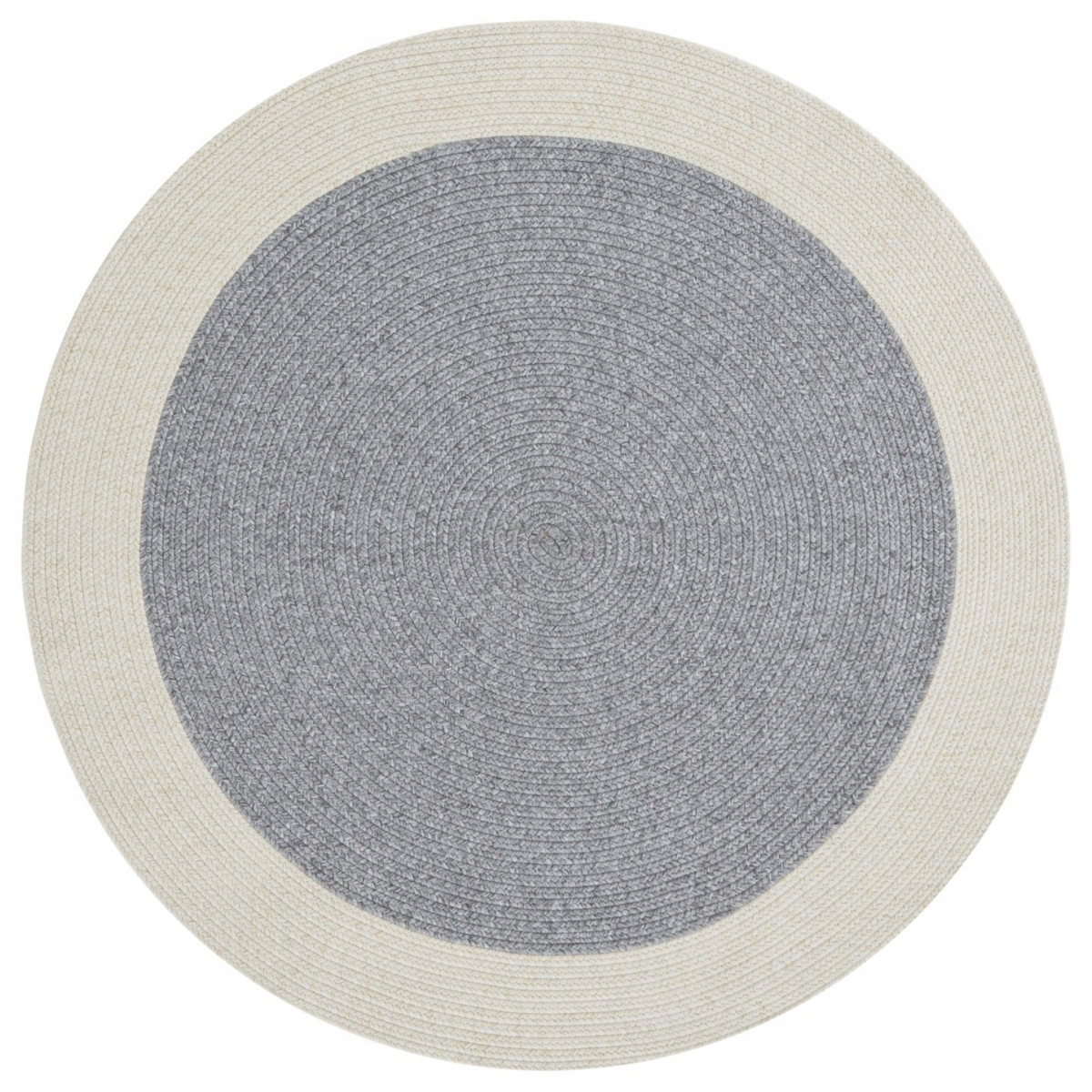 Koberec na terasu kulatý 150 cm, šedo krémový plochý vlas