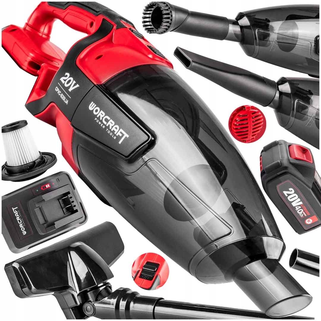 Akumulatorowy Odkurzacz Samochodowy Dom Hepa Bezworkowy +Akumulator 4.0Ah