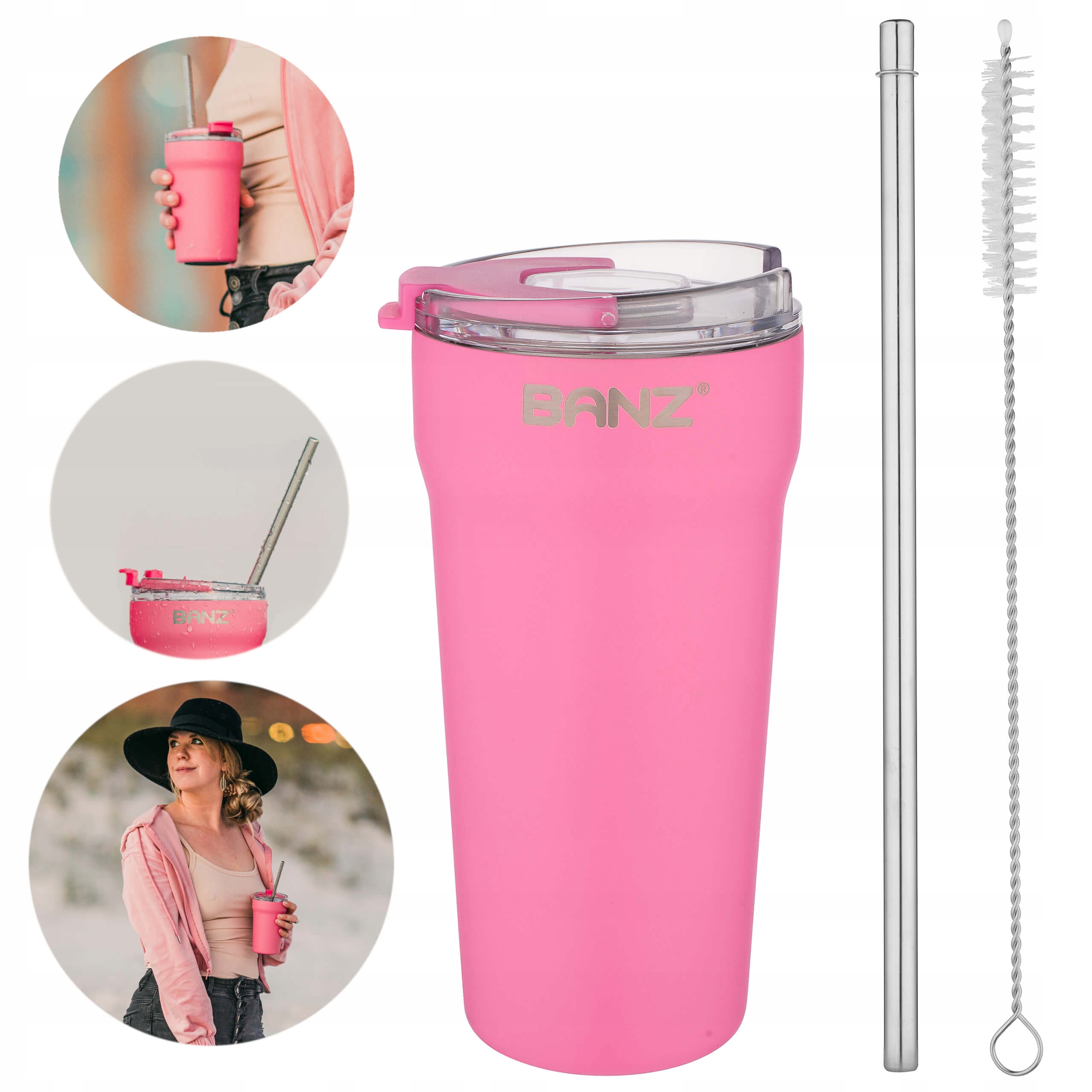 Termohrnek 530 ml, kovová brčka, čistič Banz