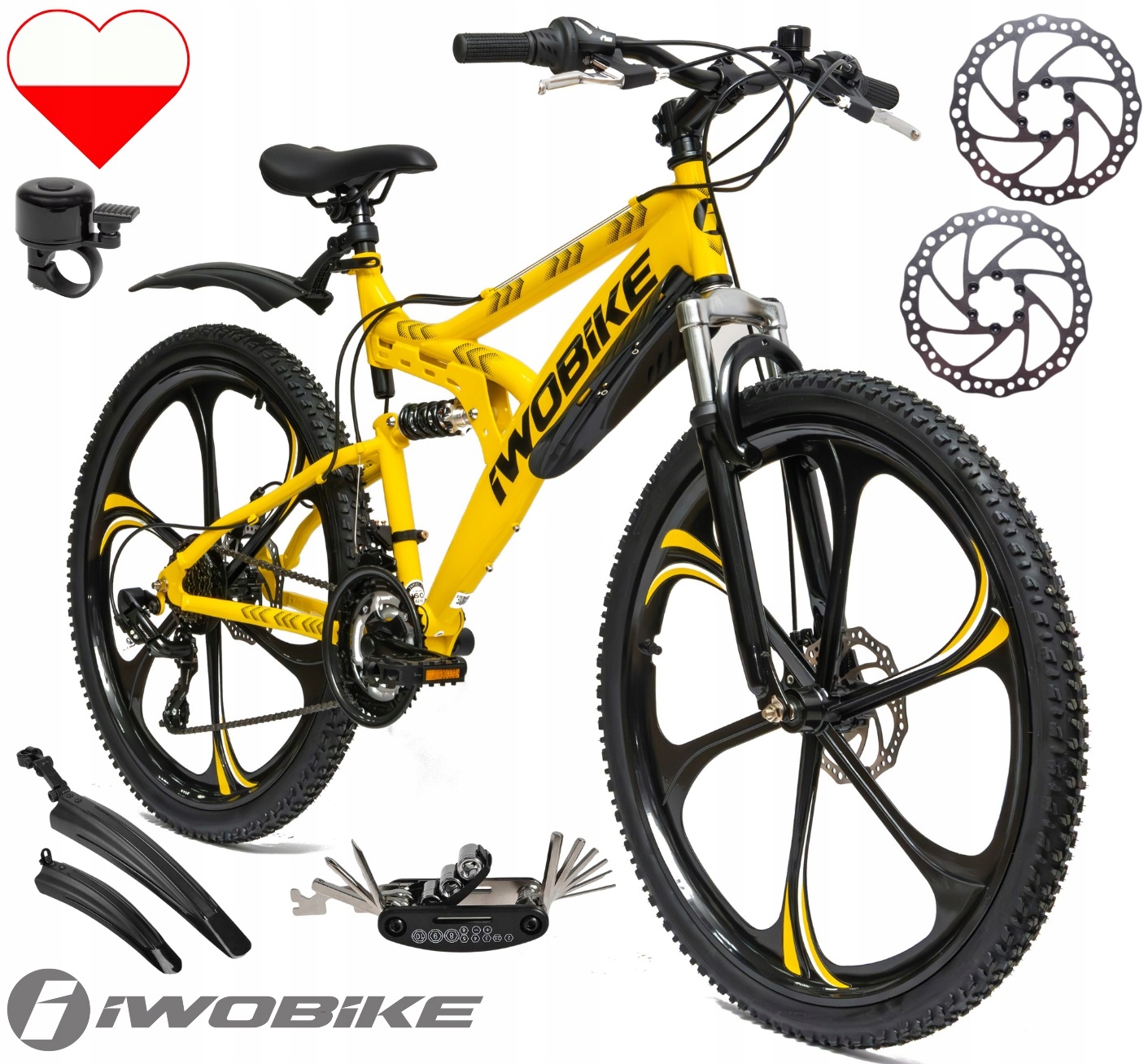 Pánské dámské horské kolo Mtb 26 Shimano Iwobike 2025 Full Amory Ráfky