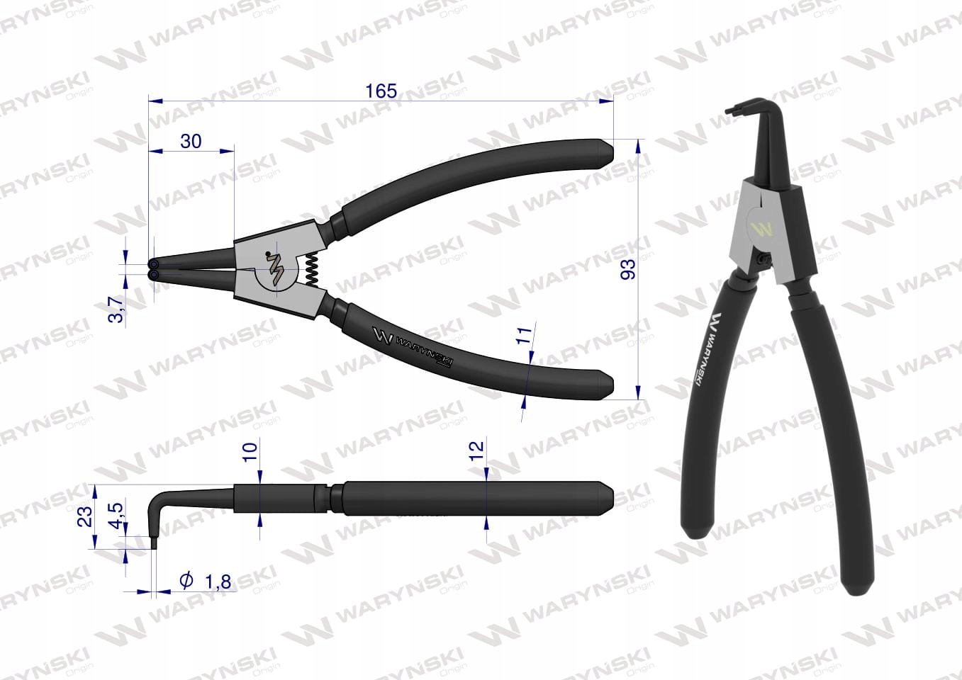 SZCZYPCE DO PIERŚCIENI 180 MM ZEWNĘTRZNE WARYŃSKI Kod producenta WMP107