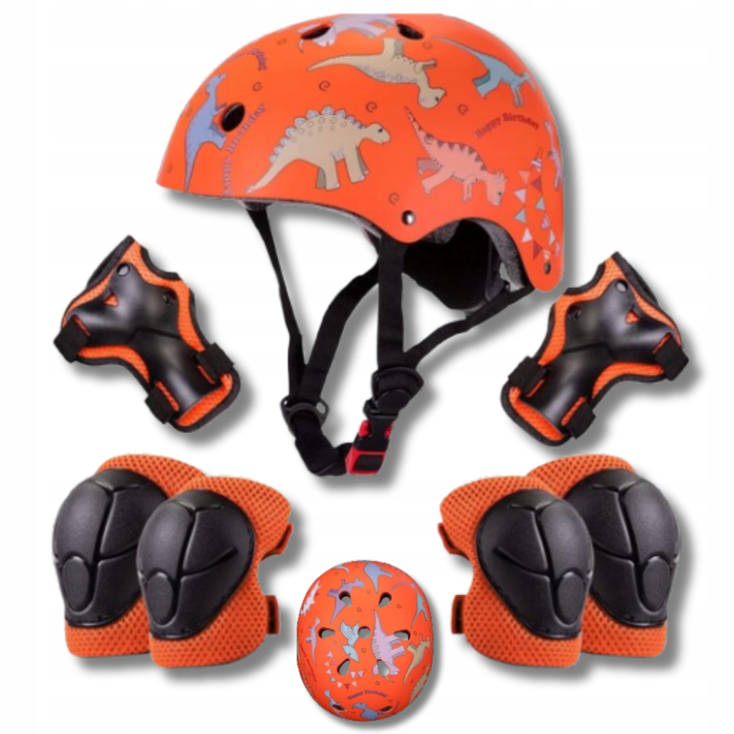 Kask Rowerowy Dinozaury Dla Dzieci S (51-54Cm) Regulowany Ochraniacze