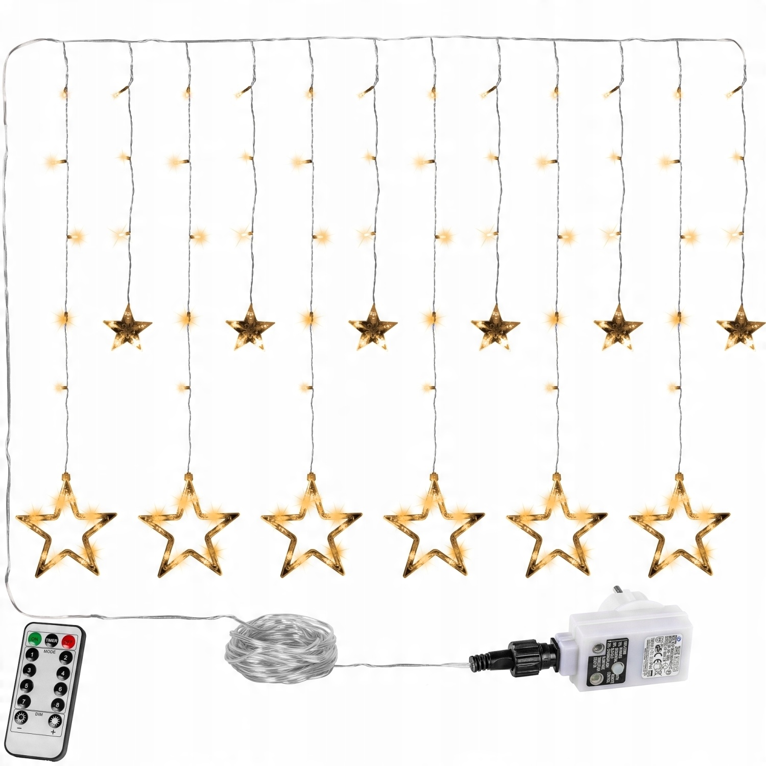 

Kurtyna Na Okno 12 Gwiazd 150 Led Gwiazdy Wiszące