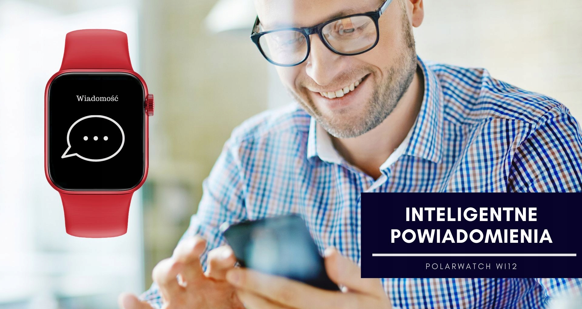 Polarwatch Smartwatch czerwony Wi12 Watchmark Kolor czerwony
