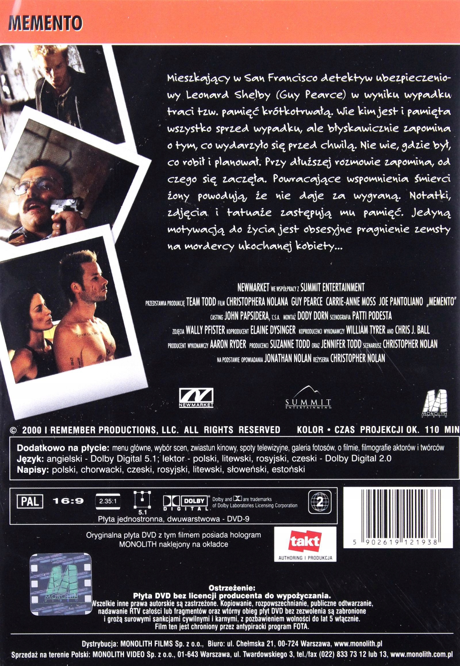 MEMENTO (DVD) Gatunek dramaty