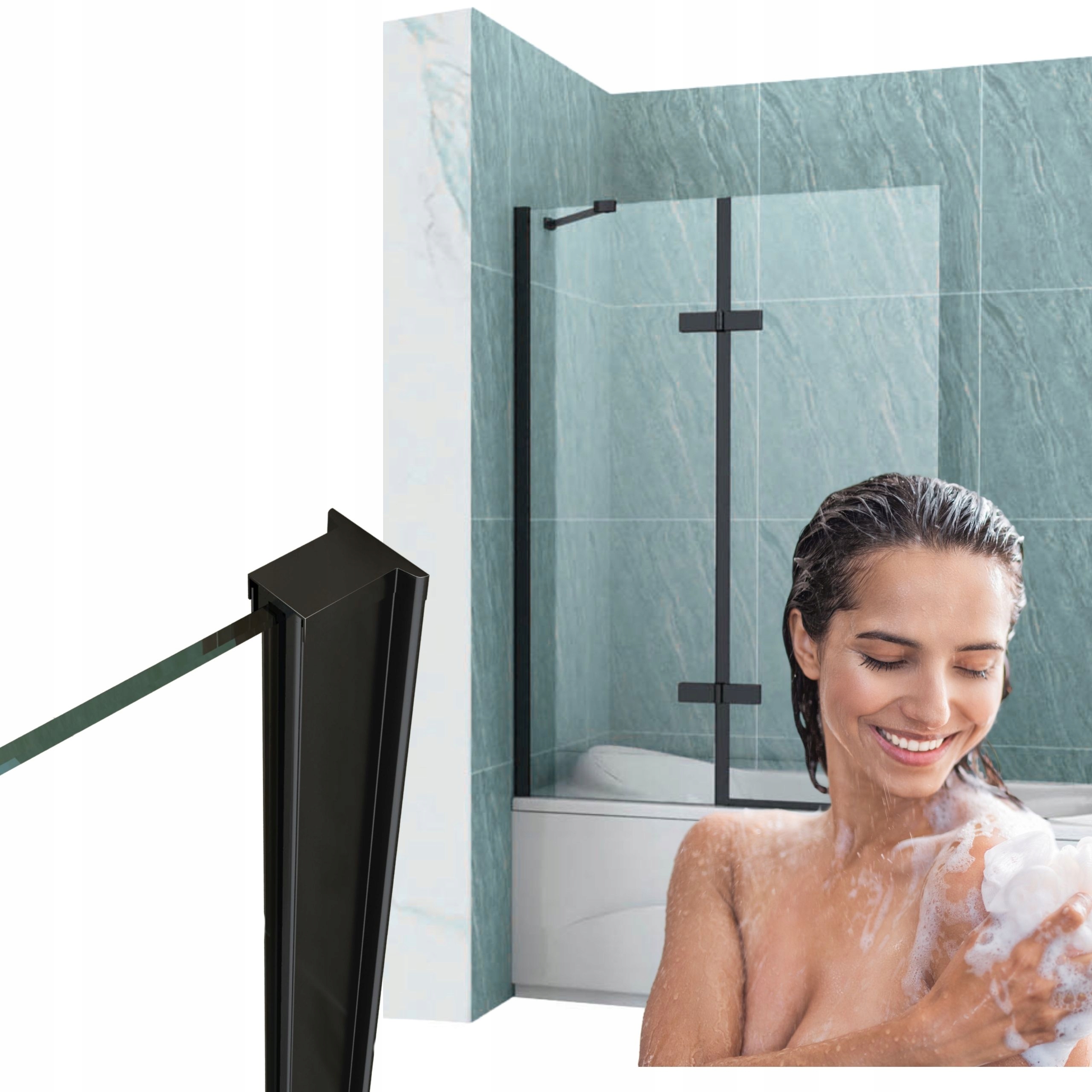 Vanová Paraván Garett 2KŘÍDLÁ 100X150 Přesuvná Černá