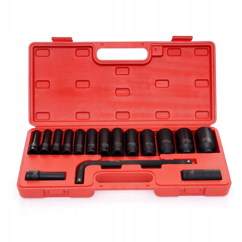 ZESTAW KLUCZY NASADKI UDAROWE 1/2" 6 - kątne 16 elementów - Kraft&Dele
