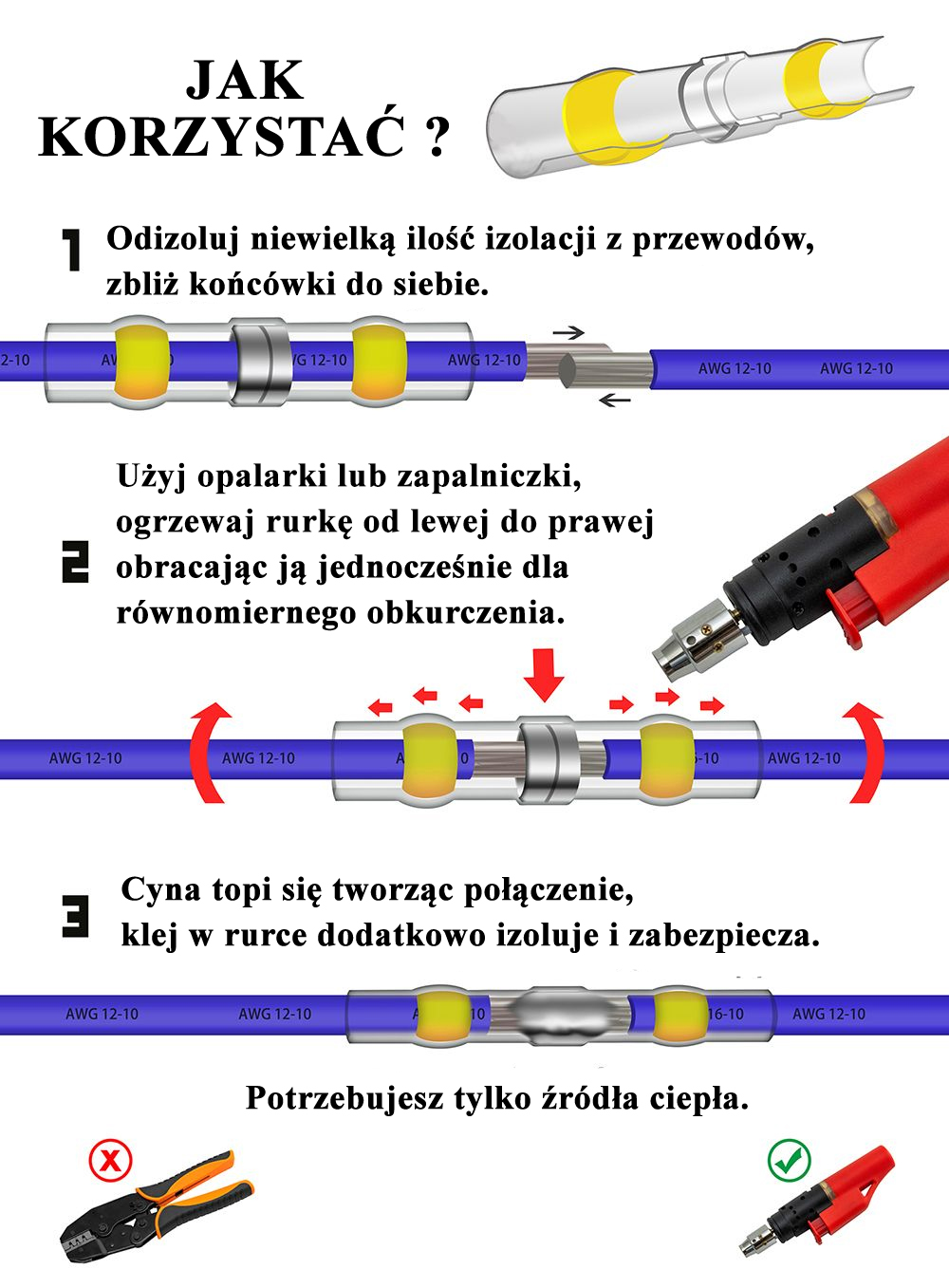 RURKI KOSZULKI TERMOKURCZLIWE Z CYNĄ OSŁONY 50 szt Marka BAPRO