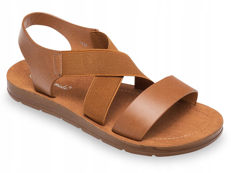 

Brązowe sandałki damskie z gumką 37