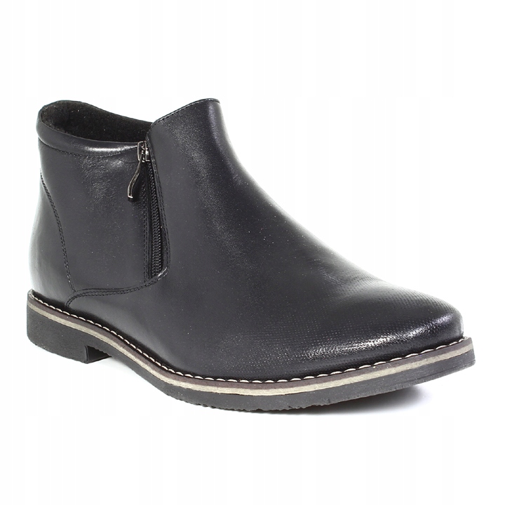 Pánské kožené zimní zateplené kozačky HM-2/M16, černé, velikost 40