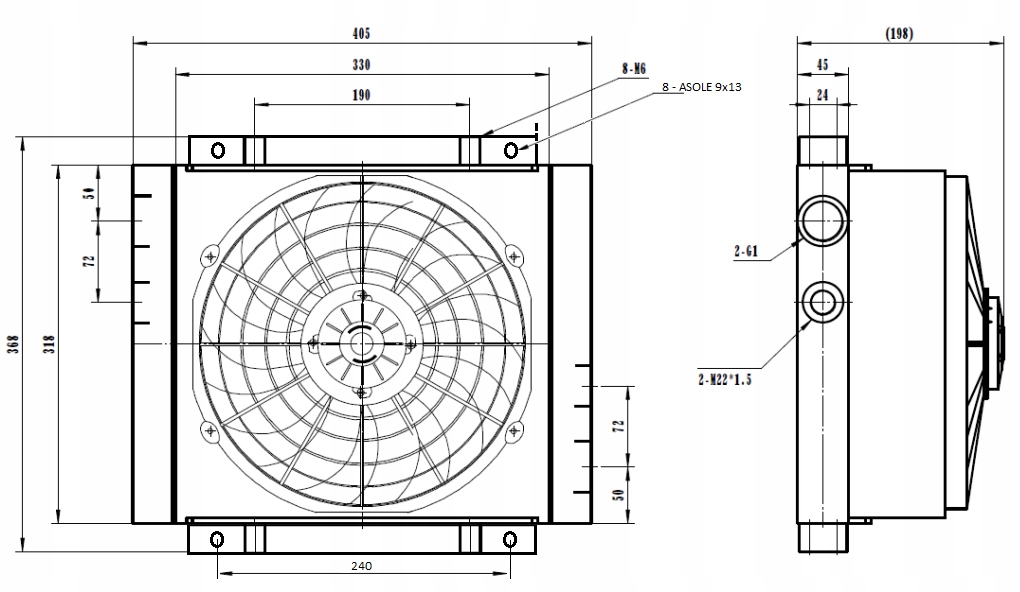 CHŁODNICA OLEJU 130 L 12V Z WENTYLATOREM C-AL-6.0 Producent części Perfect Hydraulic