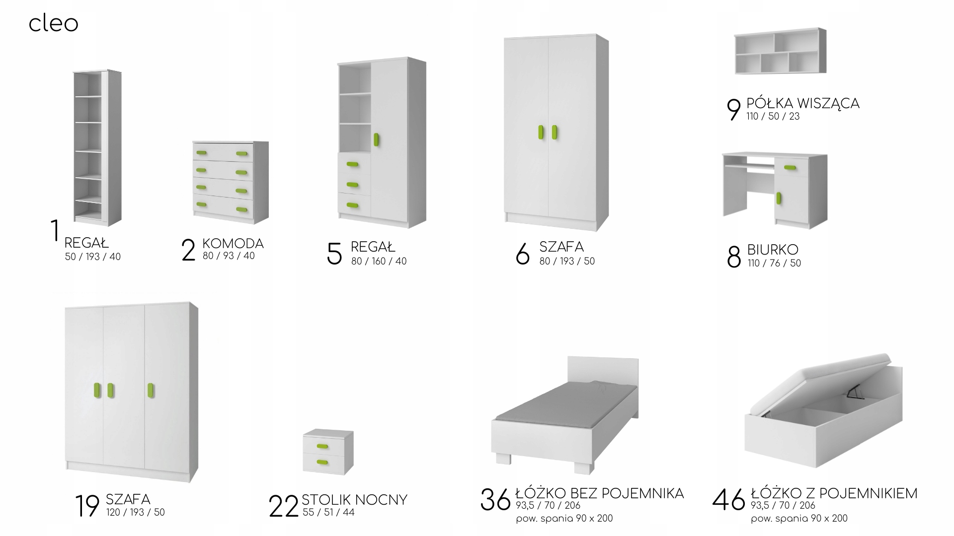 Szafka nocna CLEO 22 -meble młodzieżowe *biały mat Marka Meble Noka