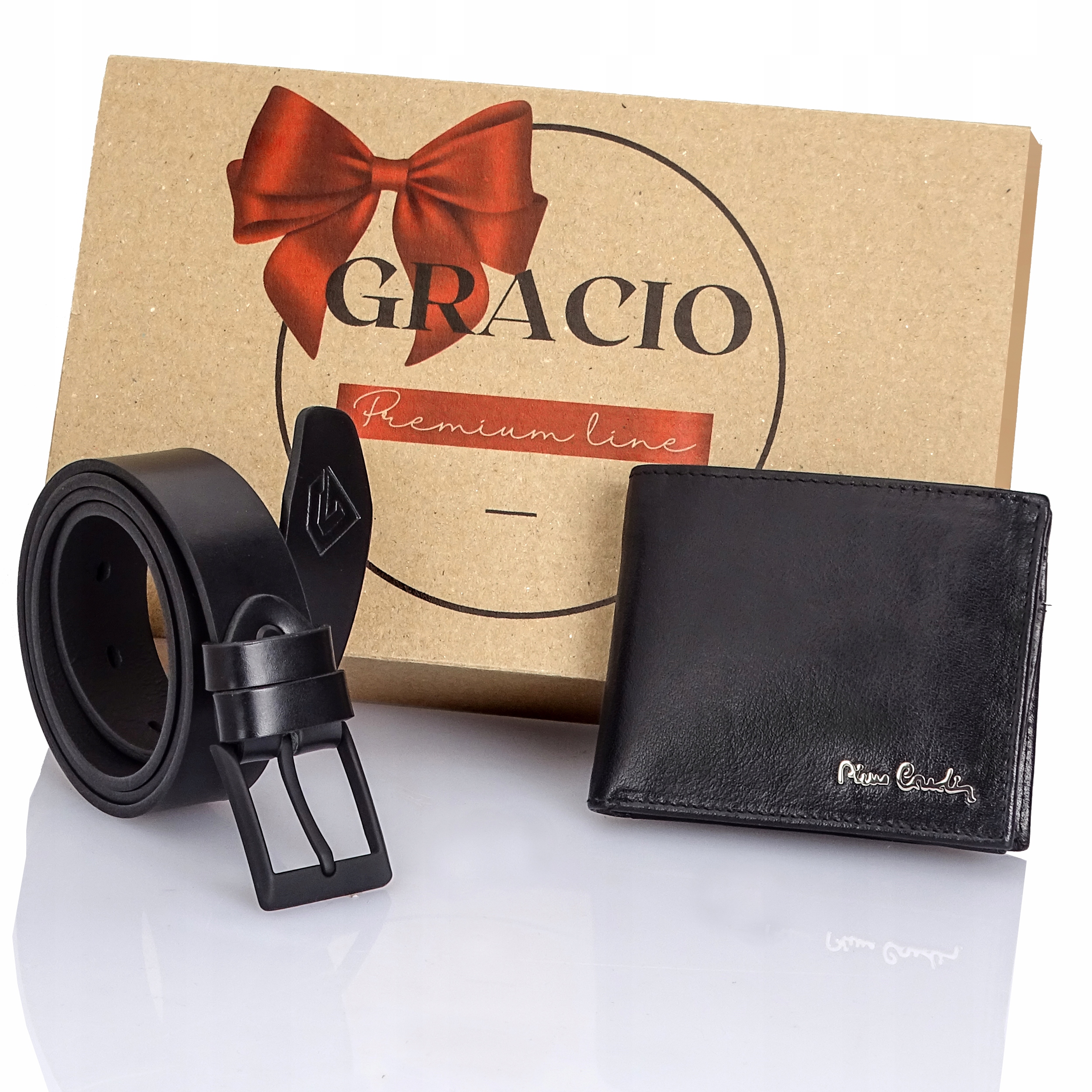 Gravírovaná peněženka s přáním kožený opasek 150 cm dárková sada