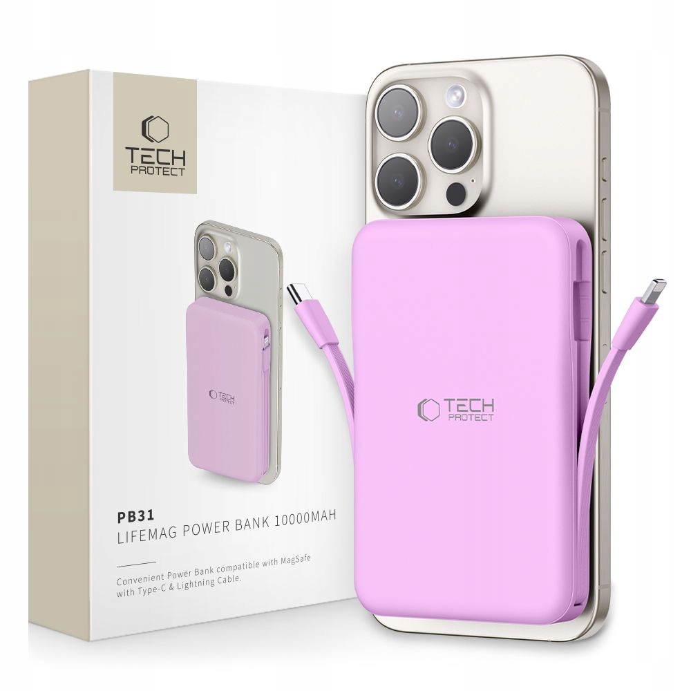 Tech-Protect PB31 LifeMag 10000mAh Powerbanka pro chytré telefony, Lavender