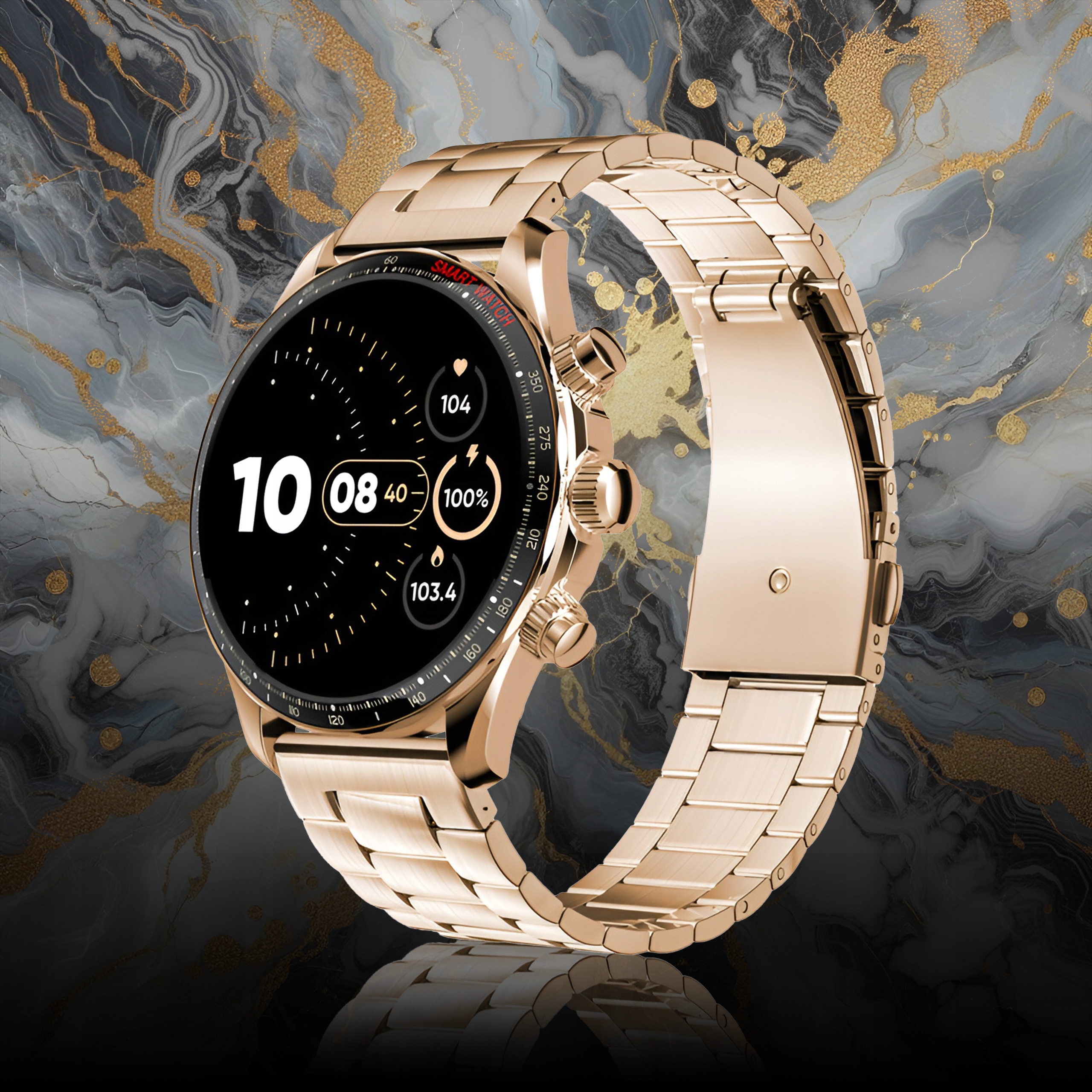 SMARTWATCH ZEGAREK MENU MĘSKI GOLD ROZMOWY POLSKIE SPORT AMOLED SMART WATCH Stan opakowania oryginalne