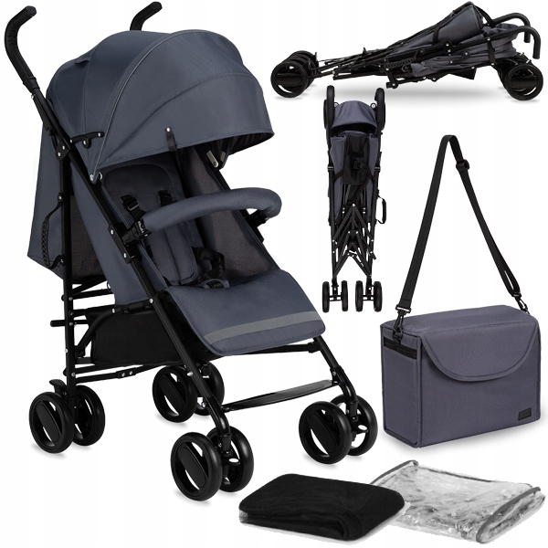 Коляска зонтик-Моми Акира серый-корзина москитная сетка фольга сумка