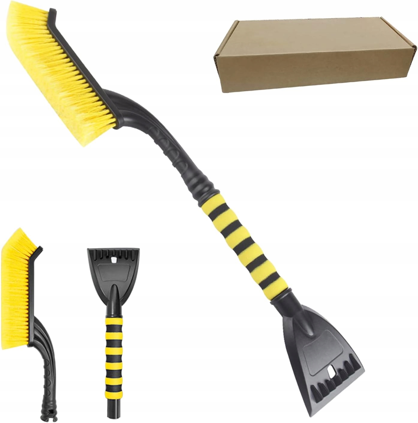 KYAOAOYO Skrobaczka samochodowa z trzepaczką, 2 w 1, szczotka do
