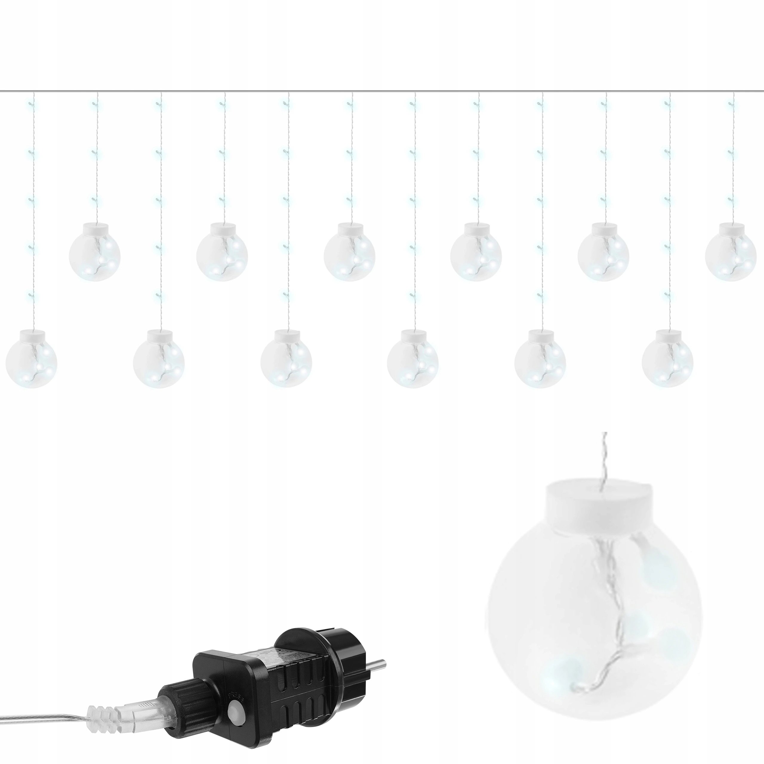 Iso 11347 Světelný závěs koule 108 Led, 3.6W studená bílá