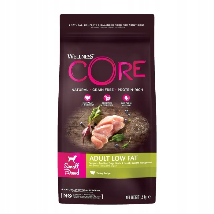 Levně Wellness Core Small Breed Low Fat pro dospělé psy mini krůta 1,5 kg